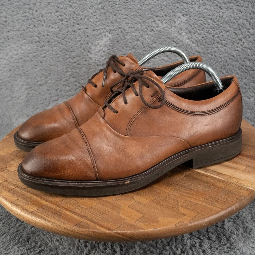 ECCO Vitrus ll Oxford Leather Shoe Mens 42 EU 8 US Cap Toe Brown Quiet Luxury